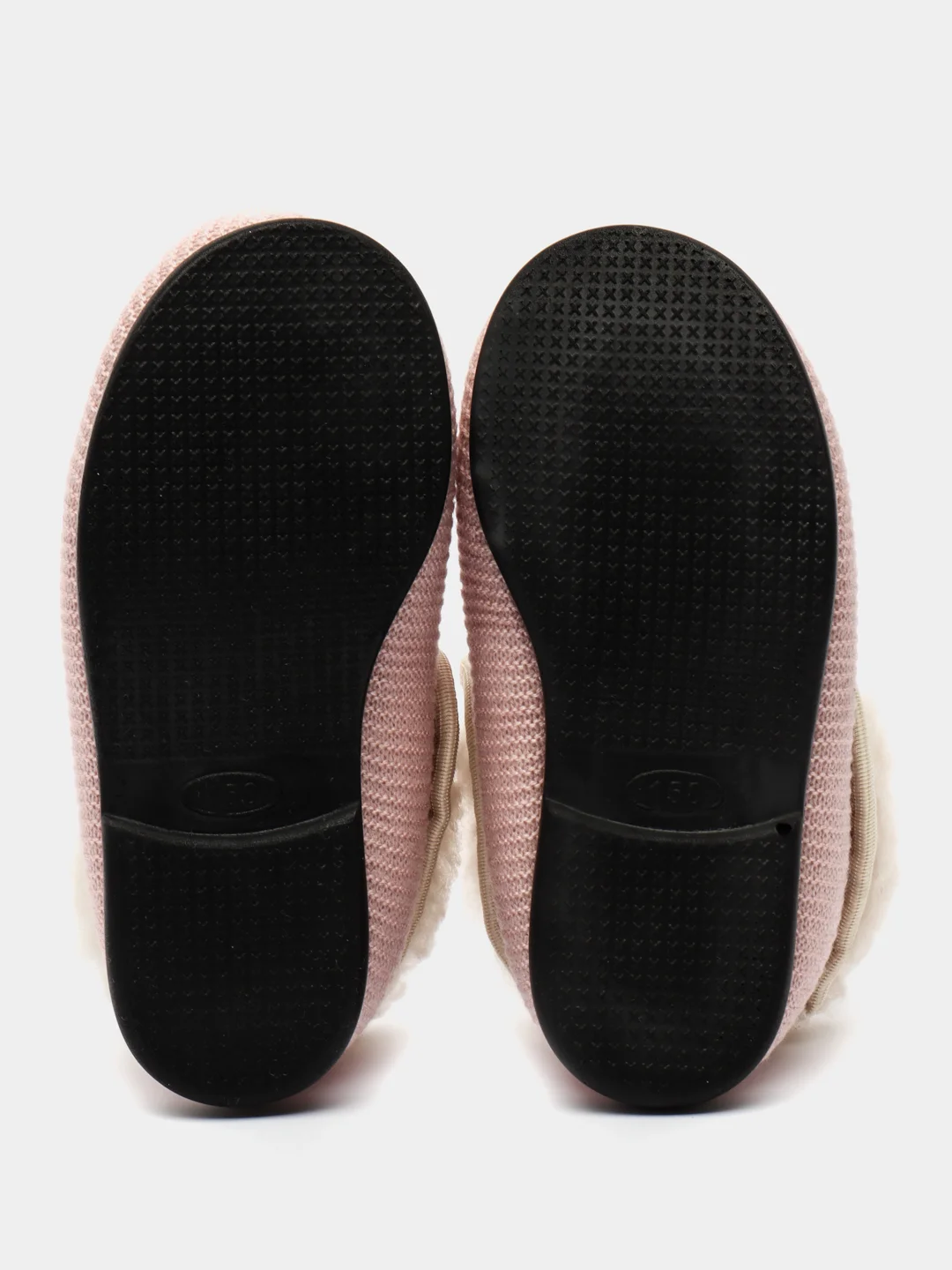 Пудровый чуни-тапочки для девочек вязаные Soft Slippers, утепленные экомехом