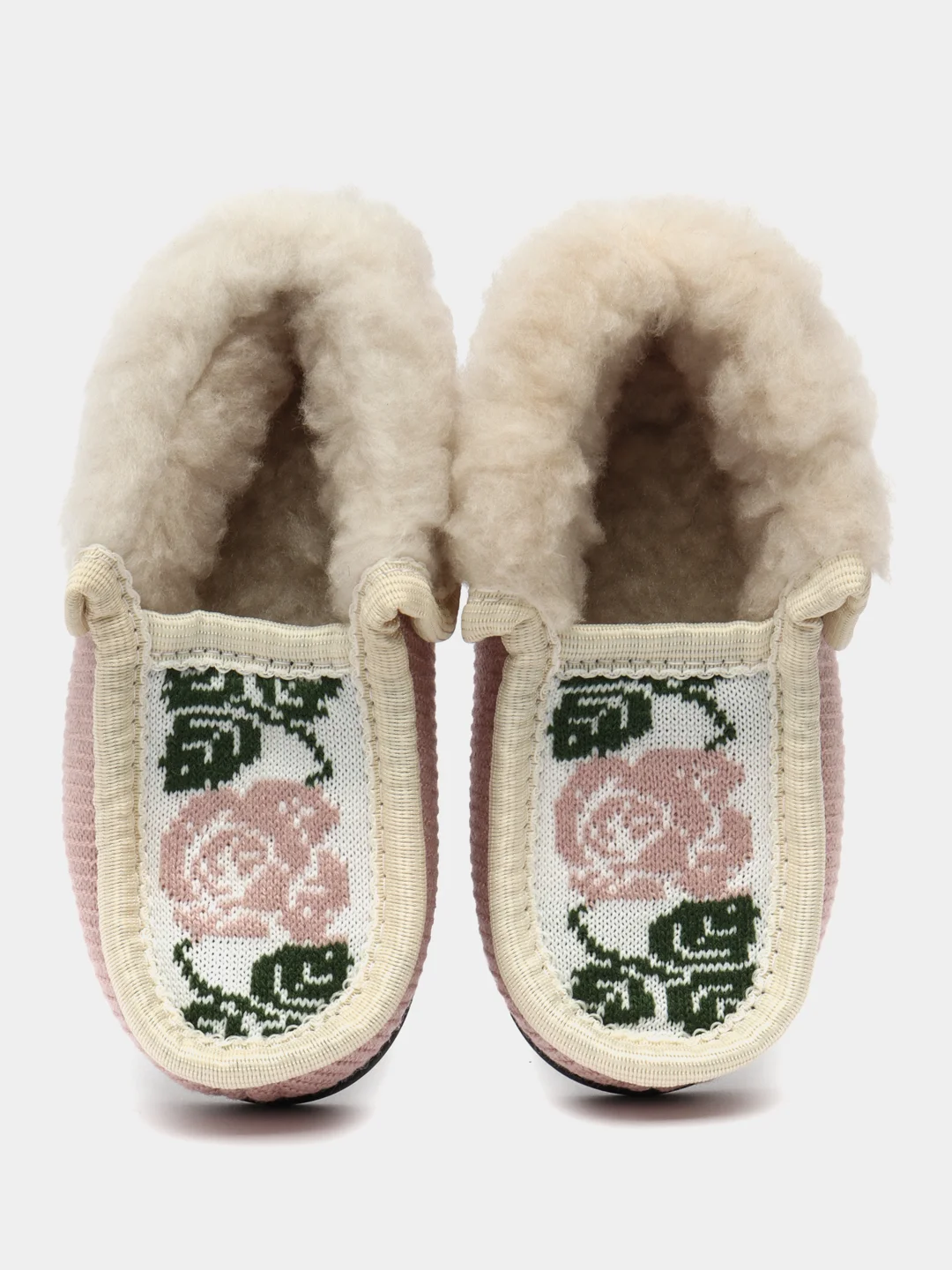 Пудровый чуни-тапочки для девочек вязаные Soft Slippers, утепленные экомехом