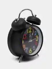 Черный настольные часы будильник, цветные цифры