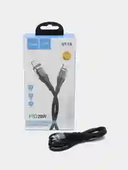 Черный кабель Hoco U115 с Type-C на Lightning 20W для зарядки и передачи данных с LED-ДИСПЛЕЕМ