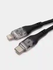 Черный кабель Hoco U115 с Type-C на Lightning 20W для зарядки и передачи данных с LED-ДИСПЛЕЕМ