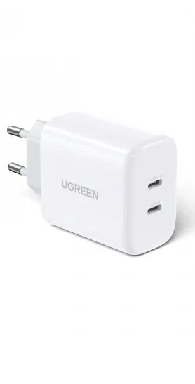 Зарядное устройство Ugreen CD243 (10343) USB-C+USB-C PD Fast Charger 40W EU