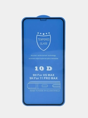 Защитное стекло 10D для iPhone Xs Max, черное, на весь экран