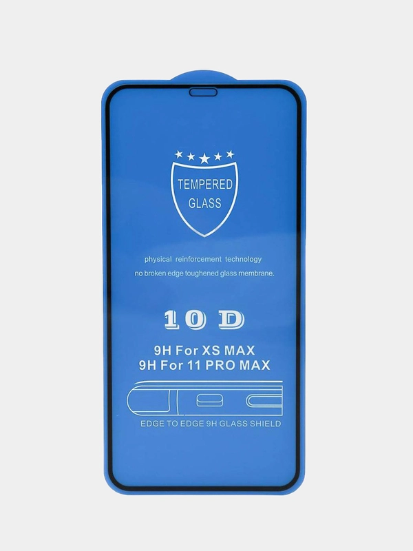 Защитное стекло 10D для iPhone Xs Max, черное, на весь экран
