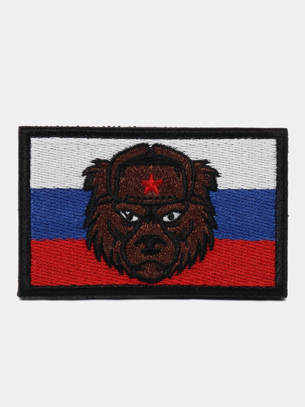 Шеврон на липучке "Русский медведь флаг России улучшенное качество"