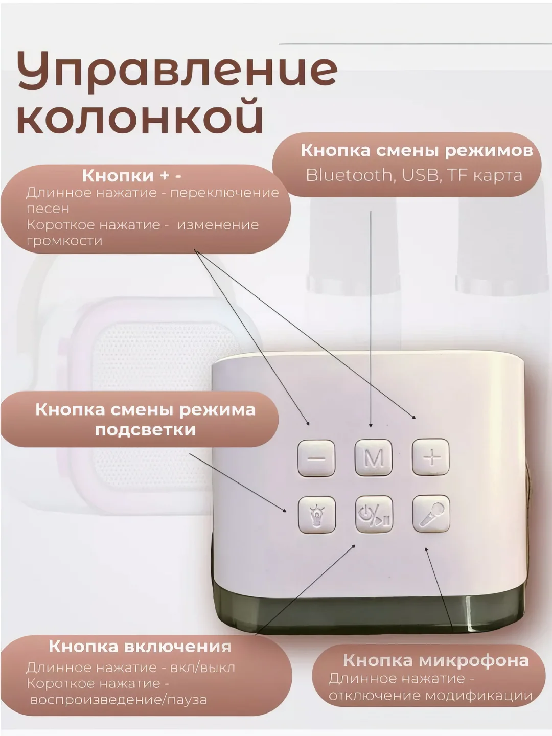 Голубой портативная караоке-колонка с беспроводным микрофоном