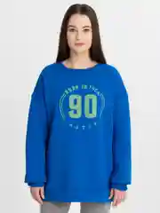 Синий свитшот женский оверсайз