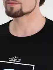 Черный футболка с принтом хлопок