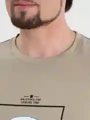 Хаки футболка с принтом хлопок