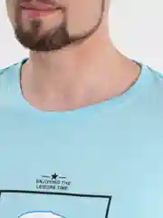 Голубой футболка с принтом хлопок