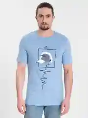 Лазурный футболка с принтом хлопок