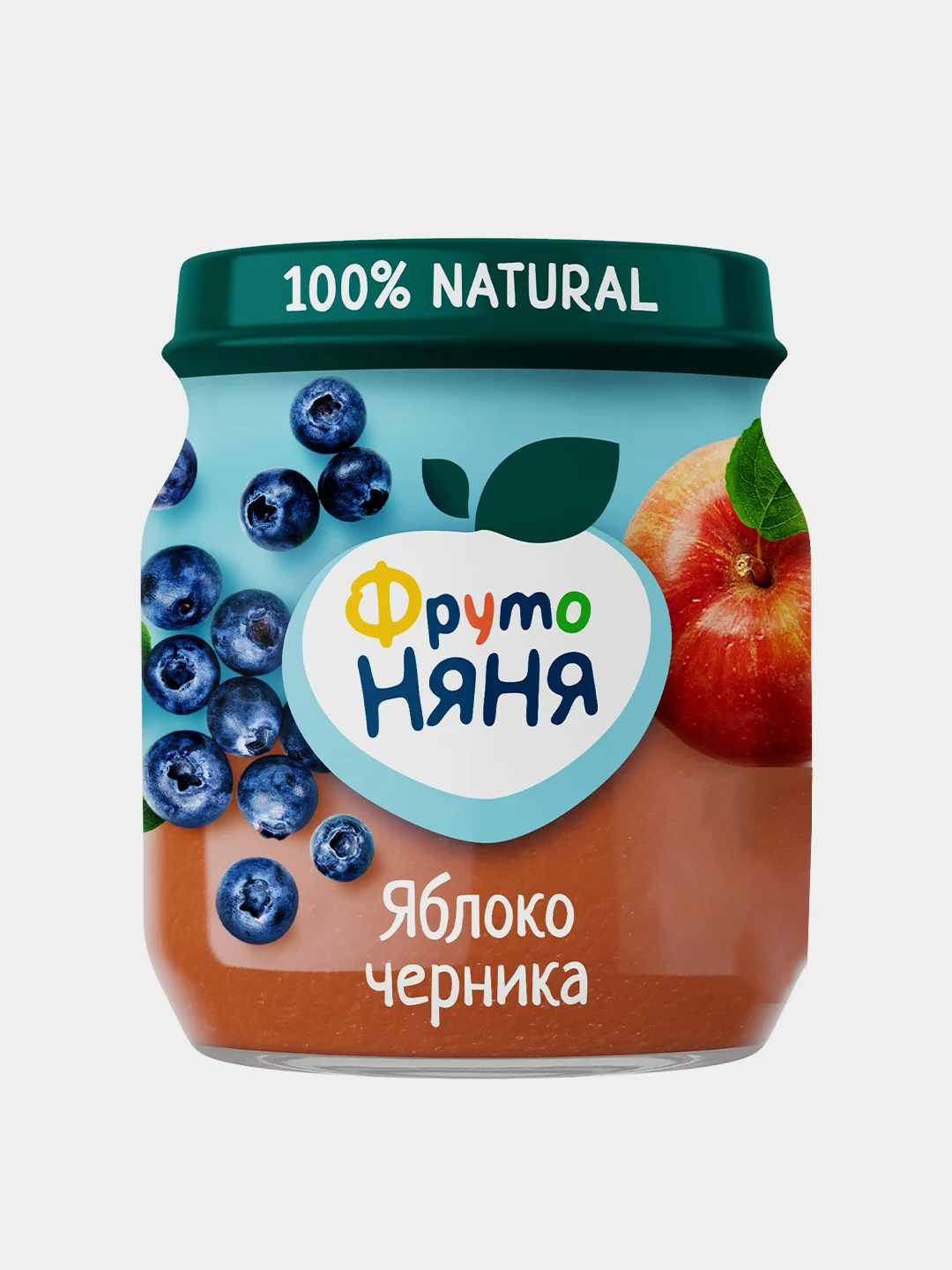 Пюре фрутовое ФрутоНяня с 5 месяцев, яблоко и черника, 100 г, упак. 12 шт