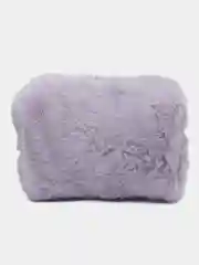 Фиолетовый меховая дорожная косметичка на замке