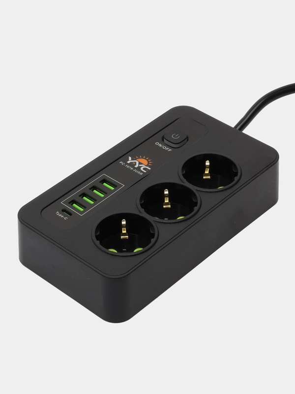 Сетевой фильтр с USB портами и Type-C, с защитой и выключателем