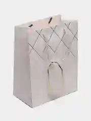 Белый пакет подарочный бумажный ромбы 18x23x10 высокая плотность 210 гр