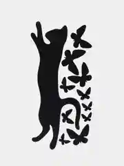 Черный наклейка для декора декоративная интерьерная кот кошка котенок бабочки на мебель стену