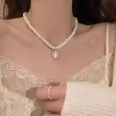 Жемчужное ожерелье с подвеской / Корейский стиль / Винтажное ожерелье