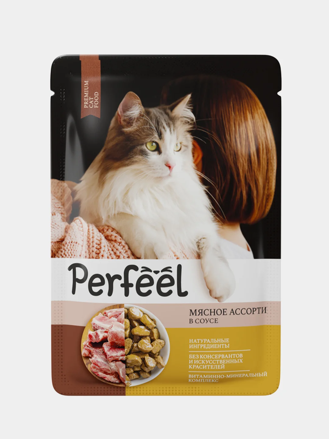 Влажный корм для кошек Perfeel полнорационный, в соусе, 75 г, 28 штук
