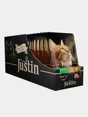 Влажный корм для кошек Justin кусочки в соусе, в паучах, 75 г, 28 штук