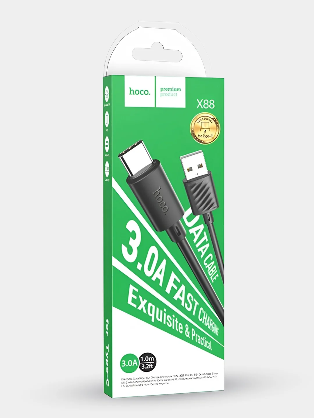 Черный кабель Type-c USB, быстрая зарядка на андроид