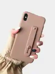 Розовый чехол, с силиконовой ручкой-держателем iPhone 11, 11 Pro, 11 Pro Max, XS, XS Max, XR, 7, 8