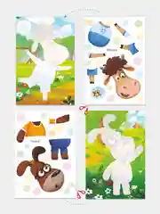 Алый аппликация Буренка Даша для детей 3-5 лет, 14*20 см, 14 страниц, 4 картинки-аппликации