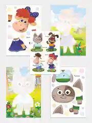 Алый аппликация Буренка Даша для детей 3-5 лет, 14*20 см, 14 страниц, 4 картинки-аппликации