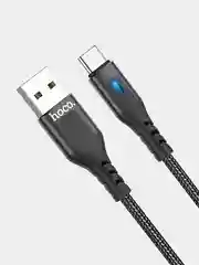 Черный кабель Hoco DU 08 Plus, быстрая зарядка, USB - Type-C, 3А, 3 размера