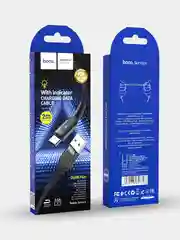Черный кабель Hoco DU 08 Plus, быстрая зарядка, USB - Type-C, 3А, 3 размера