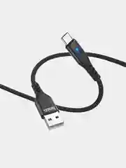 Черный кабель Hoco DU 08 Plus, быстрая зарядка, USB - Type-C, 3А, 3 размера