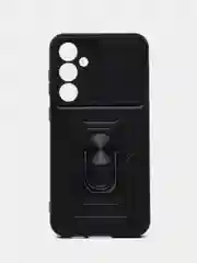 Черный чехол для Samsung Galaxy S23 FE противоударный КАРТОФАН пластиковый с кольцом-магнитом