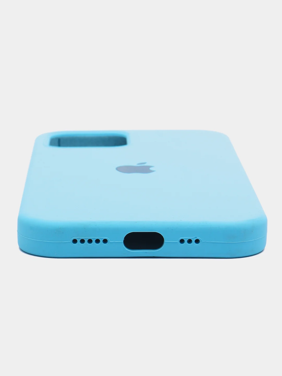 Голубой чехол Silicone Case для iPhone 12 / iPhone 12 Pro, закрытый низ