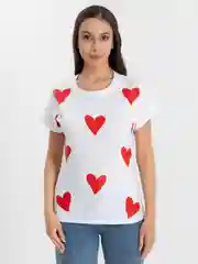 Белый футболка женская с сердечками