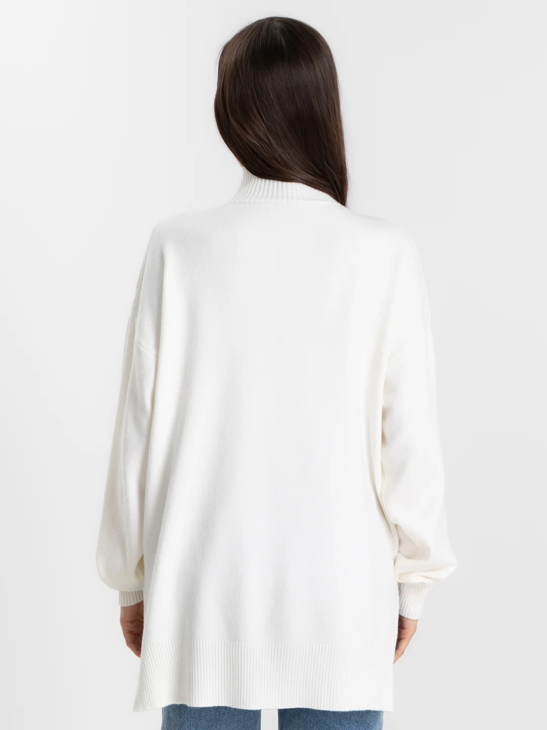 Белый свитер женский тёплый оверсайз , кофта высокий ворот, oversize однотонный