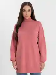 Коралловый свитер женский тёплый оверсайз , кофта высокий ворот, oversize однотонный