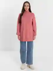 Коралловый свитер женский тёплый оверсайз , кофта высокий ворот, oversize однотонный