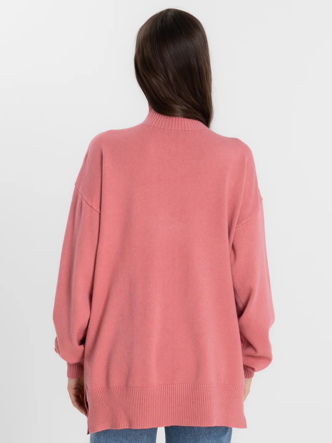 Коралловый свитер женский тёплый оверсайз , кофта высокий ворот, oversize однотонный