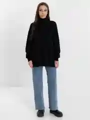 Черный свитер женский тёплый оверсайз , кофта высокий ворот, oversize однотонный