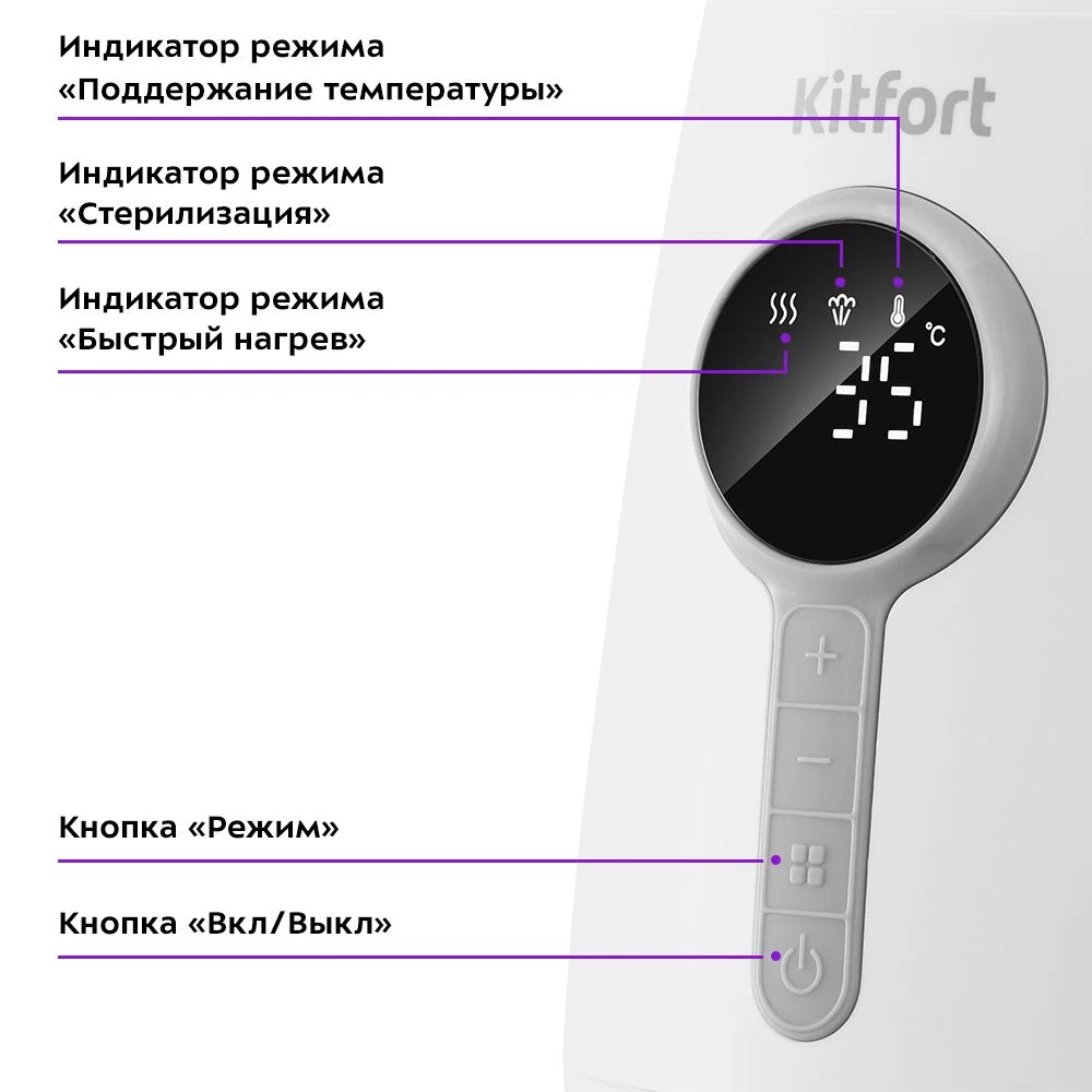 Белый подогреватель бутылочек Kitfort КТ-2328