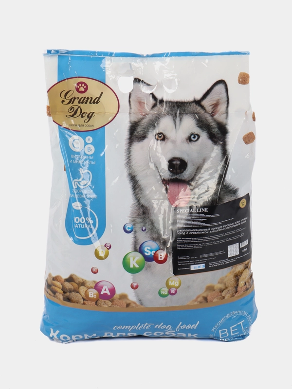 Grand Dog сухой корм для собак с пробиотиком Basulifor-A супер премиум класса 4,5 кг