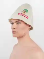 Бежевый шапка для бани / Шапка для бани и сауны, разные виды