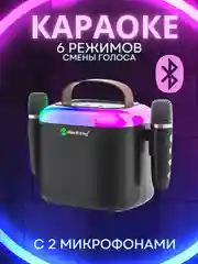 Белый портативная музыкальная караоке-колонка с подсветкой и микрофоном, подарок