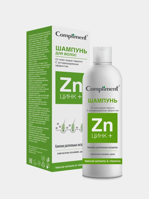 Compliment "ЦИНК+" Шампунь для волос от всех видов перхоти 200 мл