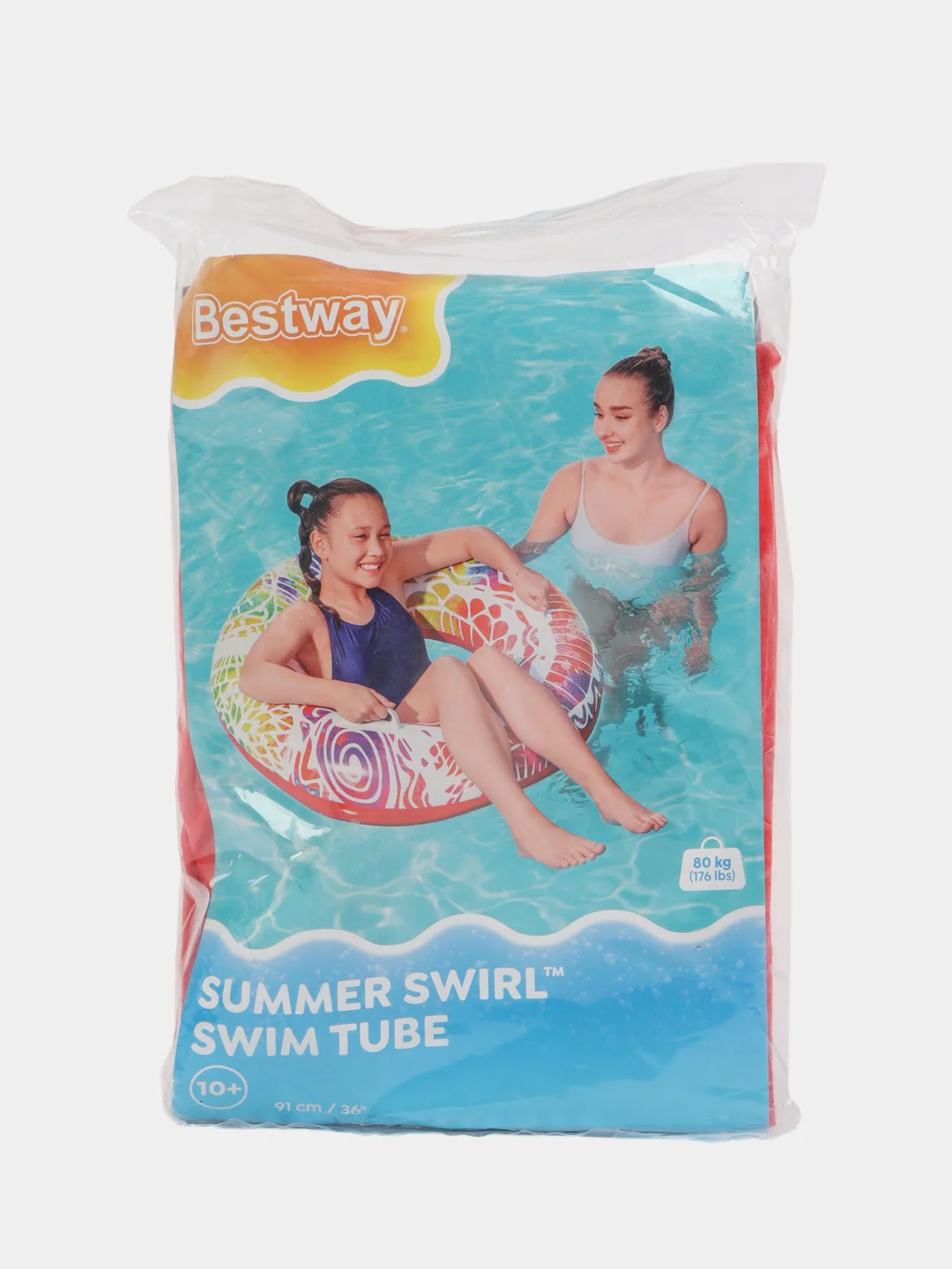 Красный надувной круг Bestway 10+, 91см