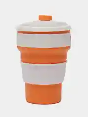 Оранжевый складной стакан, с крышкой, силиконовый