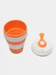 Оранжевый складной стакан, с крышкой, силиконовый