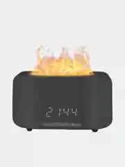 Белый увлажнитель воздуха с эффектом пламени 3в1 (bluetooth колонка, LED-часы, будильник)