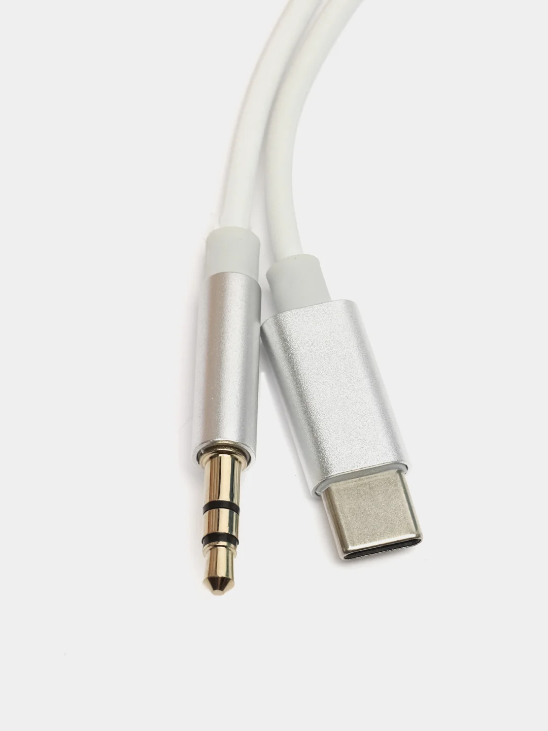Белый кабель AUX-Type-C, 3,5mm jack, 1 м