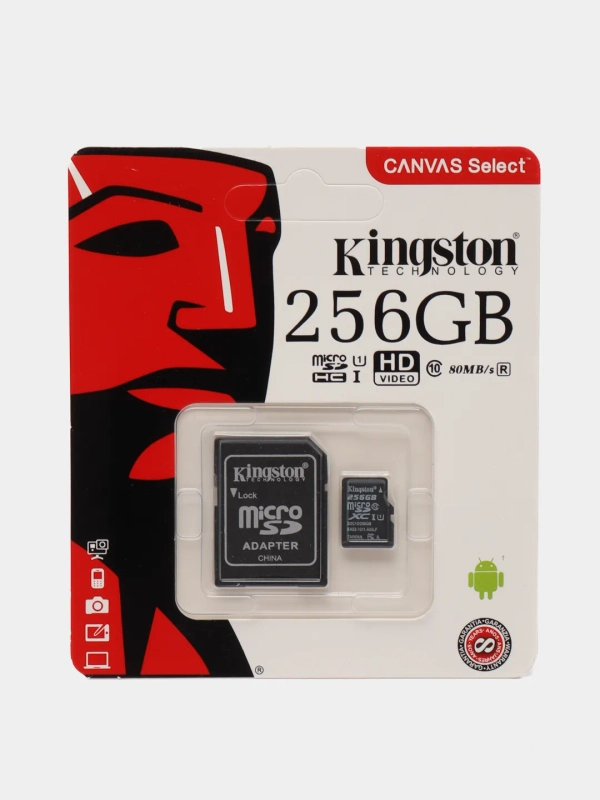 Карта памяти microSD, Class 10, 4/8/16/32/64/128/256 Гб