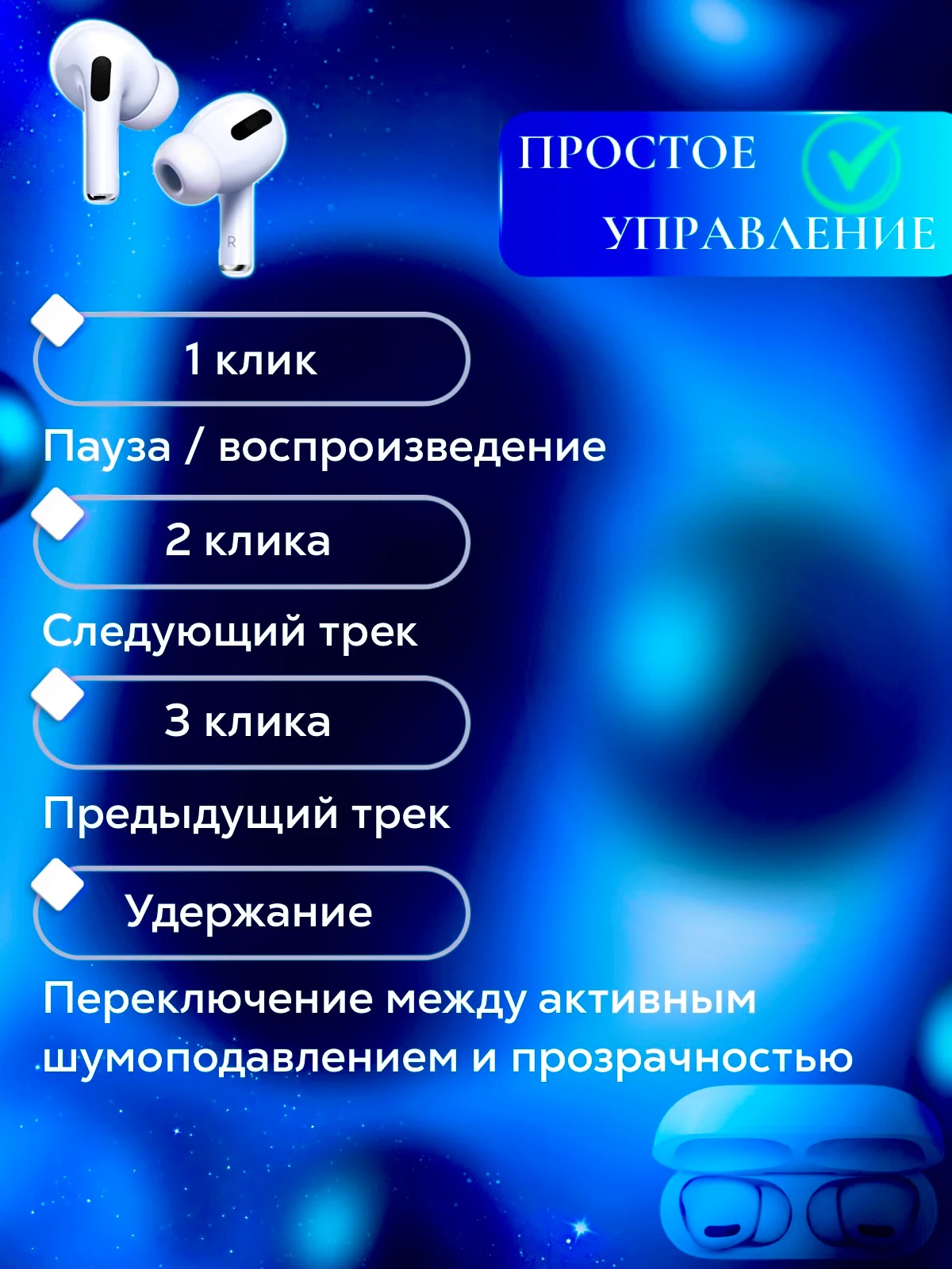 Беспроводные наушники Pods Pro, с шумоподавлением и прозрачностью, Bluetooth, сенсорные